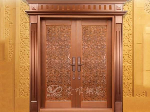 佛山銅門廠家愛唯銅藝——別墅銅門祥云款式入戶銅門